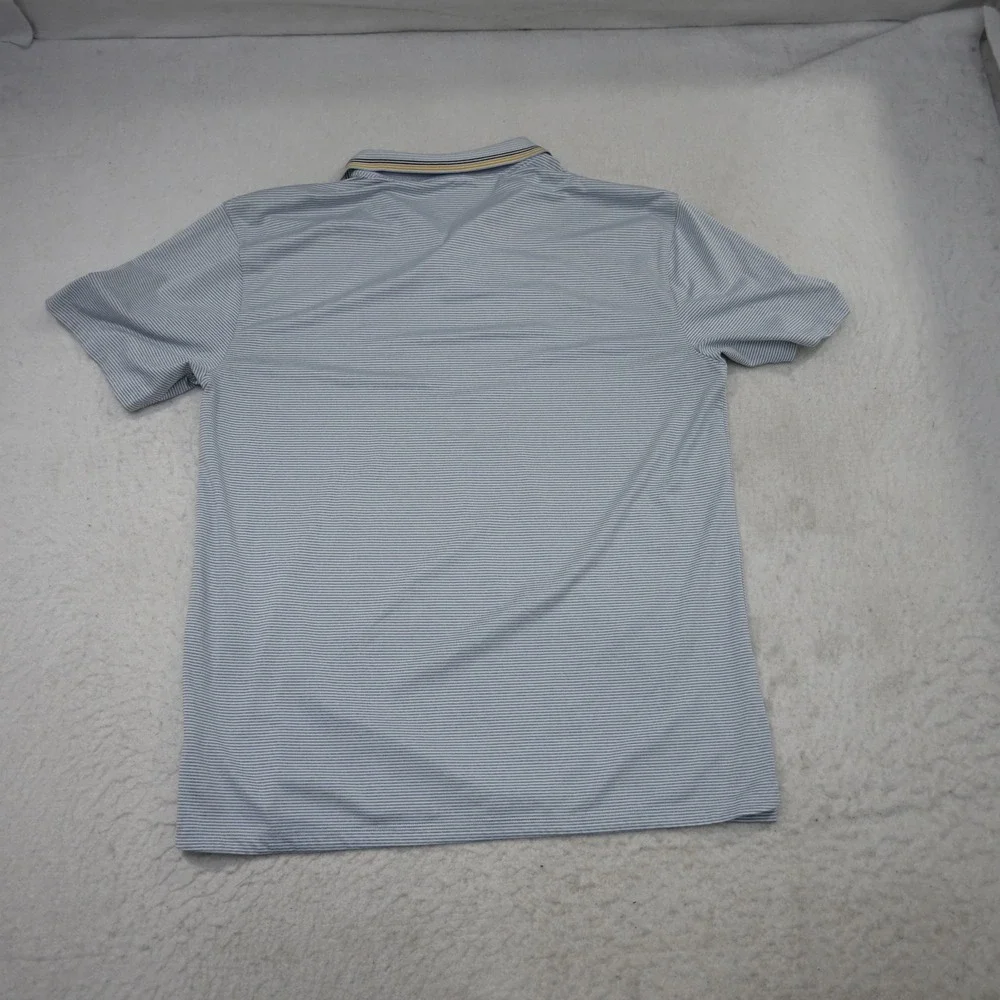 Nike Golf Polo Men M Blue Striped Dri-Fit Short Sleeve Athletic Shirt